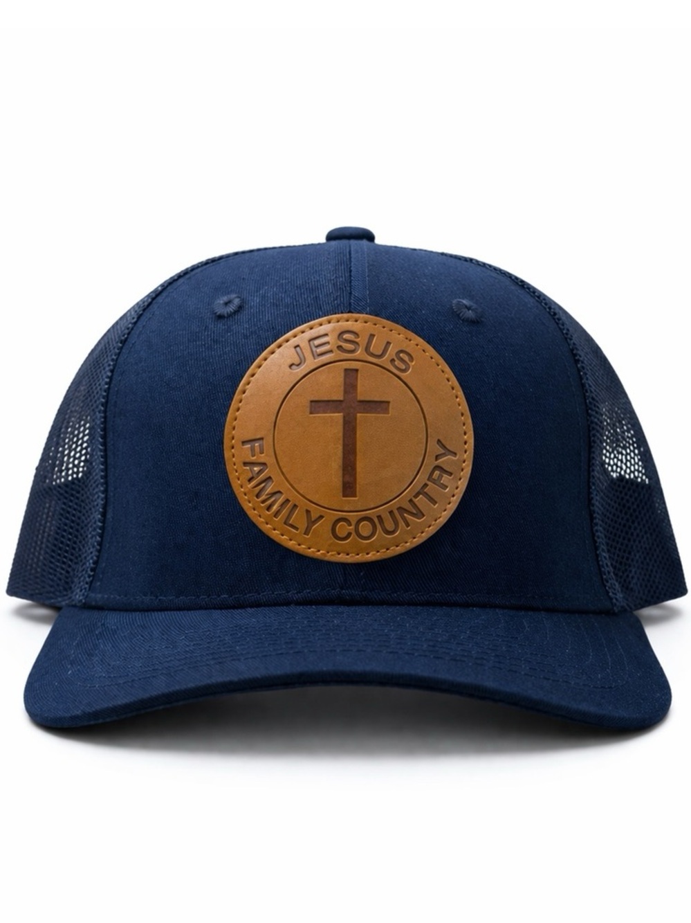 Jesus Family Country Trucker Christian Hat Leather Patch Charlie Kirk Style Hat
